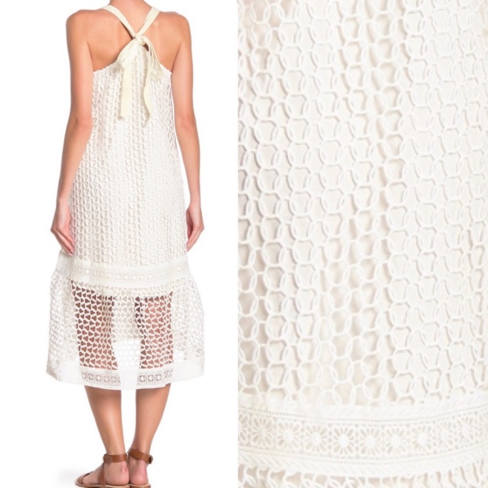 Crochet High/Low Midi Dress Size Small - Picture 3 of 11